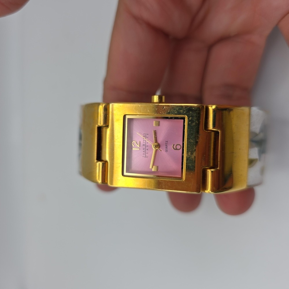 Joan Rivers Womens Bangle Watch Pink Dial Floral Resin Bracelet Classics 1317